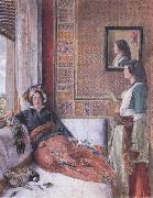 John Frederichk Lewis RA Hhareem Life,Constantinople (mk46) oil on canvas